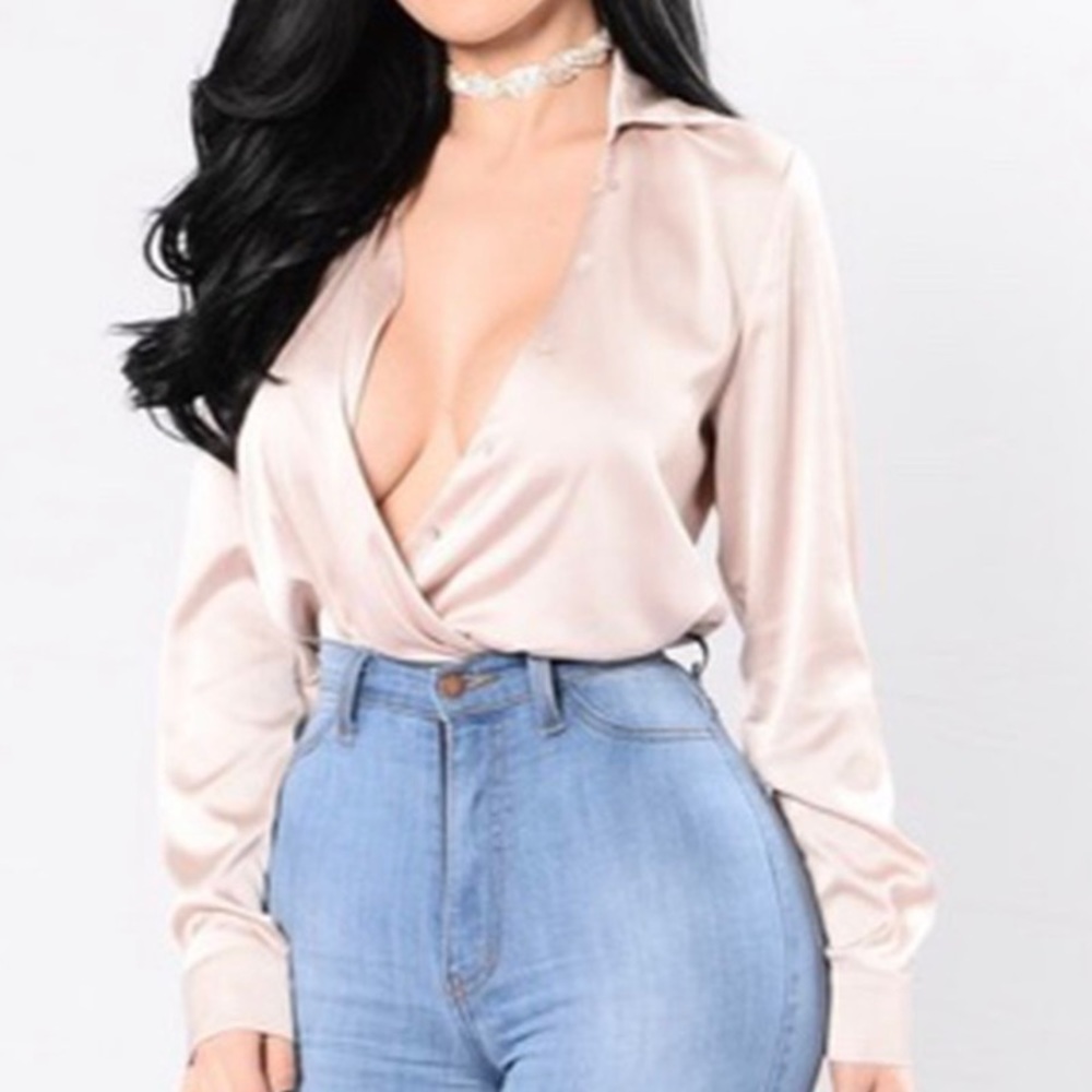 Champagne silk bodysuit size small